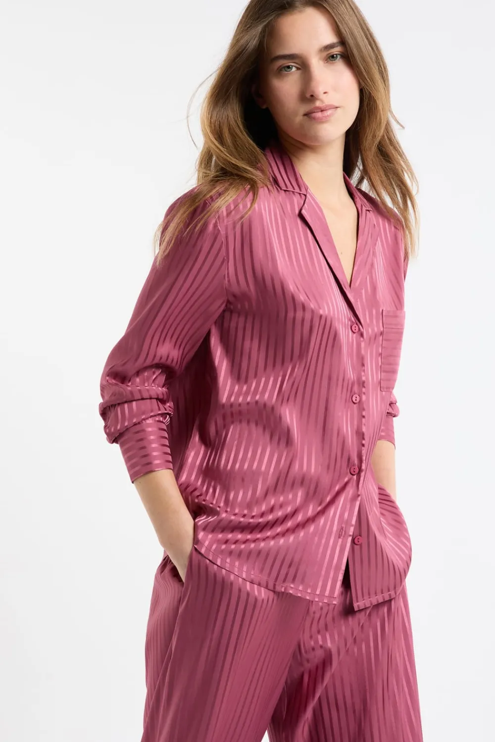 Sale ETAM Camisa de pijama de satén a rayas PETUNIA