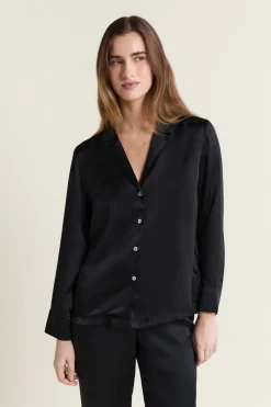 Online ETAM Camisa de pijama de seda NEGRO