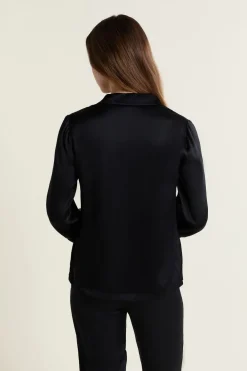 Online ETAM Camisa de pijama de seda NEGRO