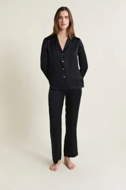 Online ETAM Camisa de pijama de seda NEGRO