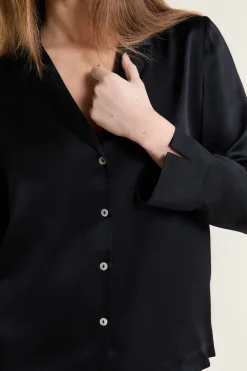 Online ETAM Camisa de pijama de seda NEGRO