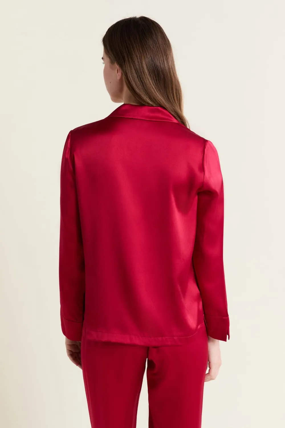 Hot ETAM Camisa de pijama de seda ROJO CARDENAL