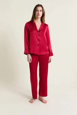 Hot ETAM Camisa de pijama de seda ROJO CARDENAL