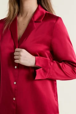 Hot ETAM Camisa de pijama de seda ROJO CARDENAL