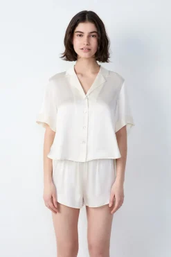 Sale ETAM Camisa de pijama de seda de manga corta PERLA