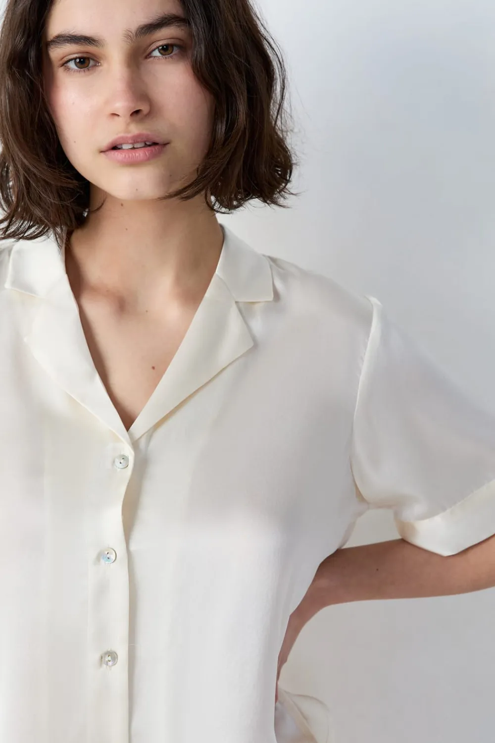 Sale ETAM Camisa de pijama de seda de manga corta PERLA