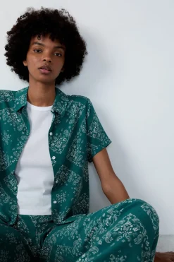 Best ETAM Camisa de pijama estampada de manga corta KAKI