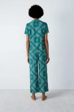 Best ETAM Camisa de pijama estampada de manga corta KAKI
