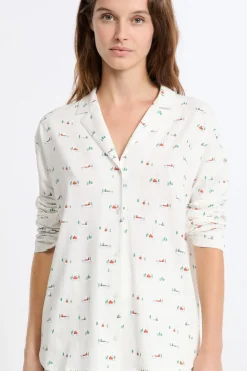 ETAM Camisa de pijama estampada de algodón CRUDO