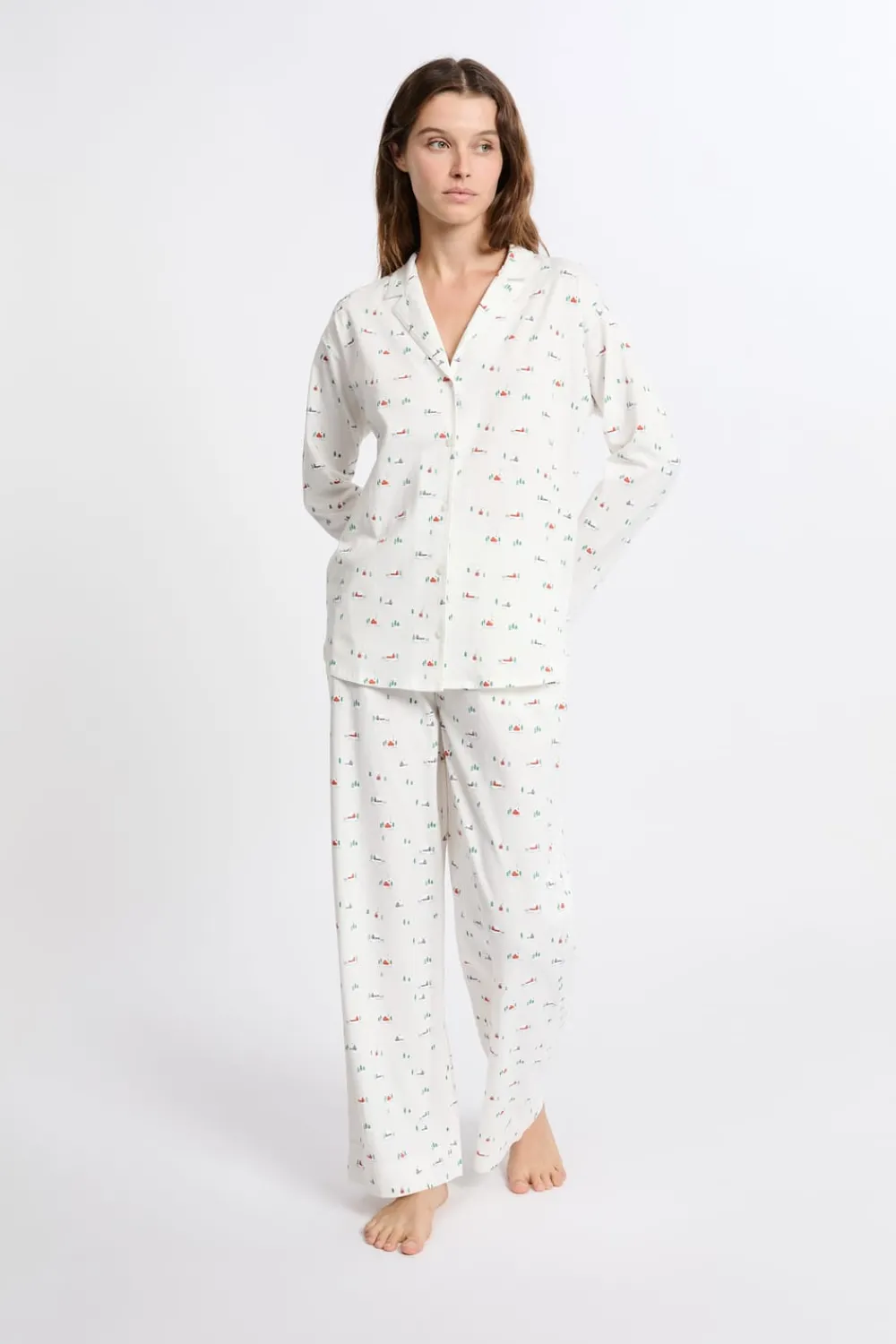 ETAM Camisa de pijama estampada de algodón CRUDO
