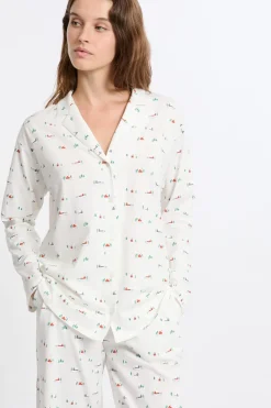 ETAM Camisa de pijama estampada de algodón CRUDO
