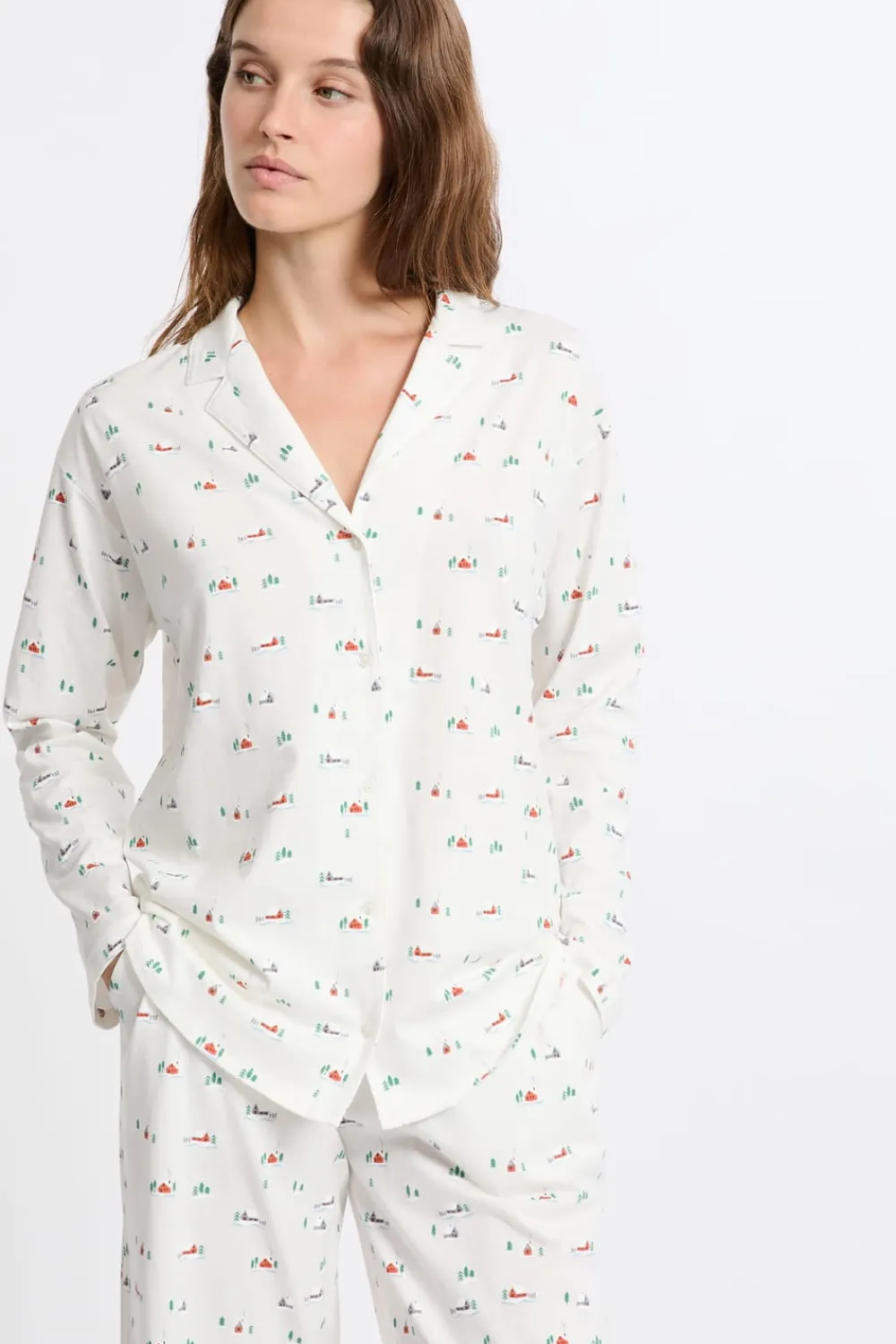ETAM Camisa de pijama estampada de algodón CRUDO
