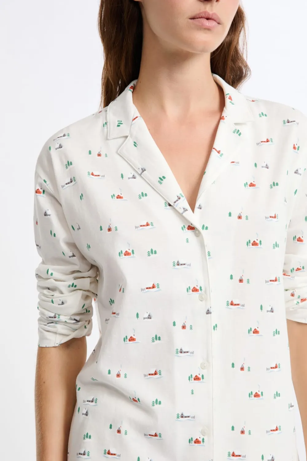 ETAM Camisa de pijama estampada de algodón CRUDO