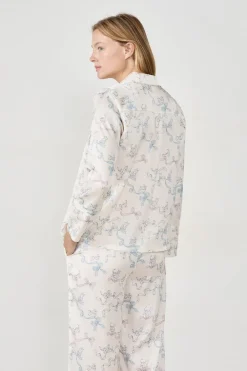 Discount ETAM Camisa de pijama estampada satinada ESTAMPADO BLANCO ROTO