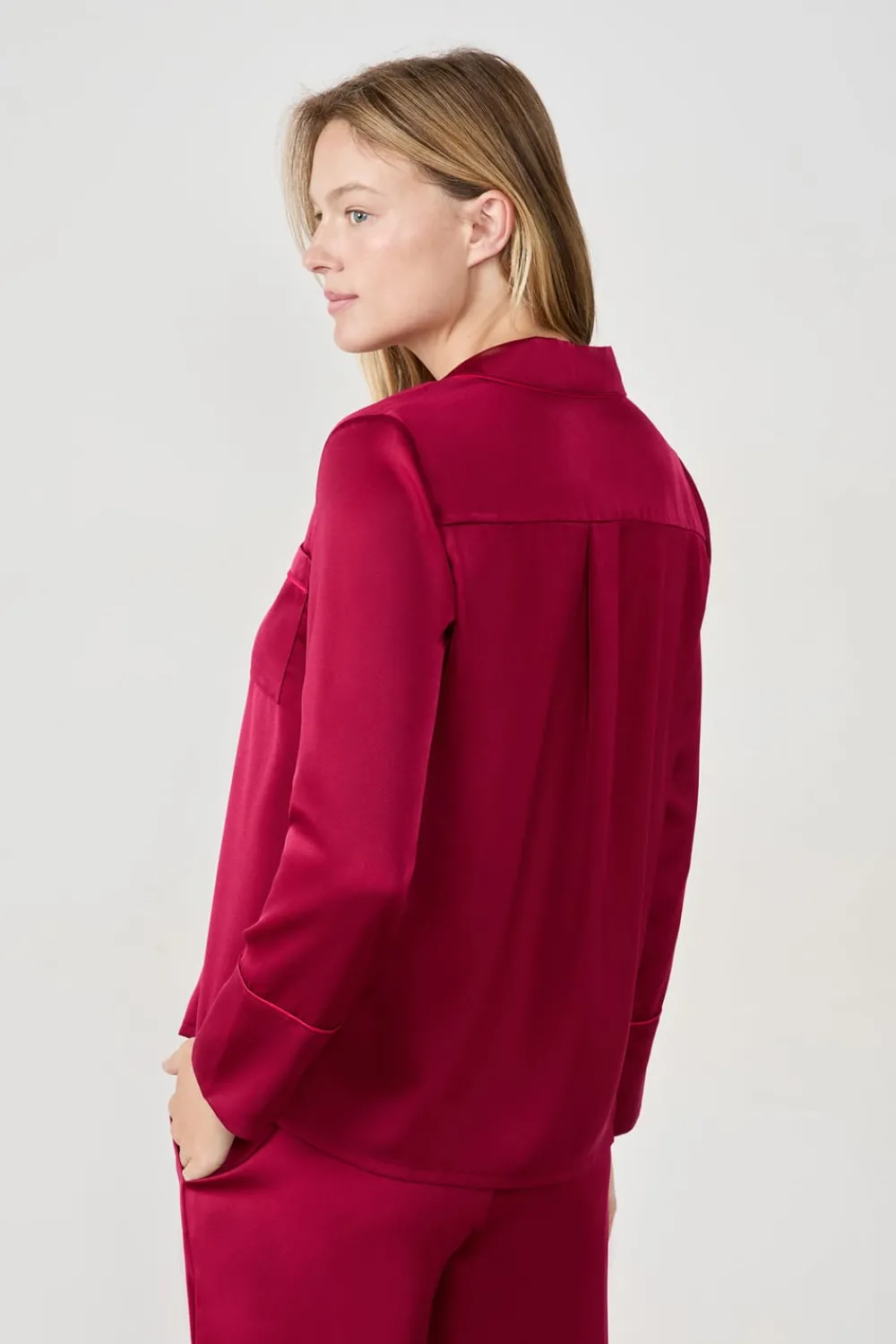 Online ETAM Camisa de pijama satinada BURDEOS GRANATE