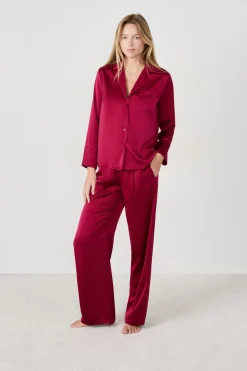 Online ETAM Camisa de pijama satinada BURDEOS GRANATE