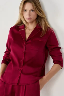Online ETAM Camisa de pijama satinada BURDEOS GRANATE