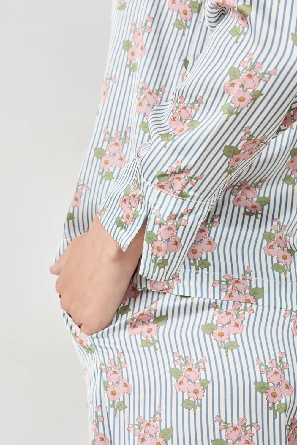 New ETAM Camisa de pijama satinada con estampado floral IMP FD BLANCO