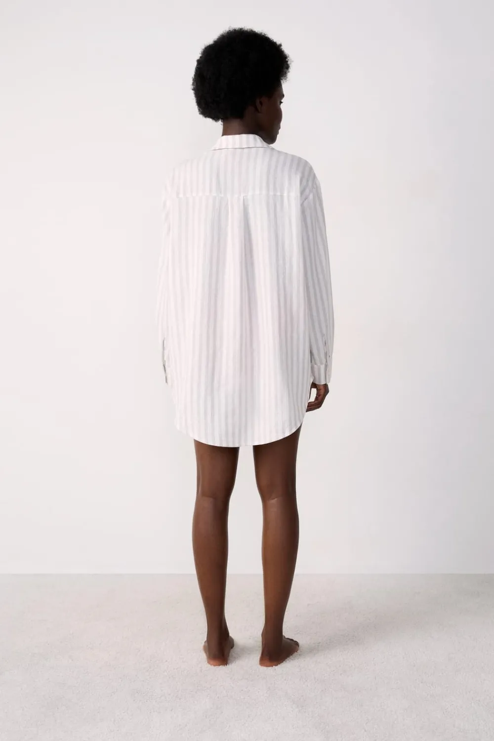 Hot ETAM Camisa de playa a rayas de lino GRIS
