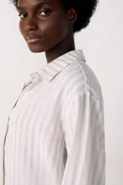 Hot ETAM Camisa de playa a rayas de lino GRIS