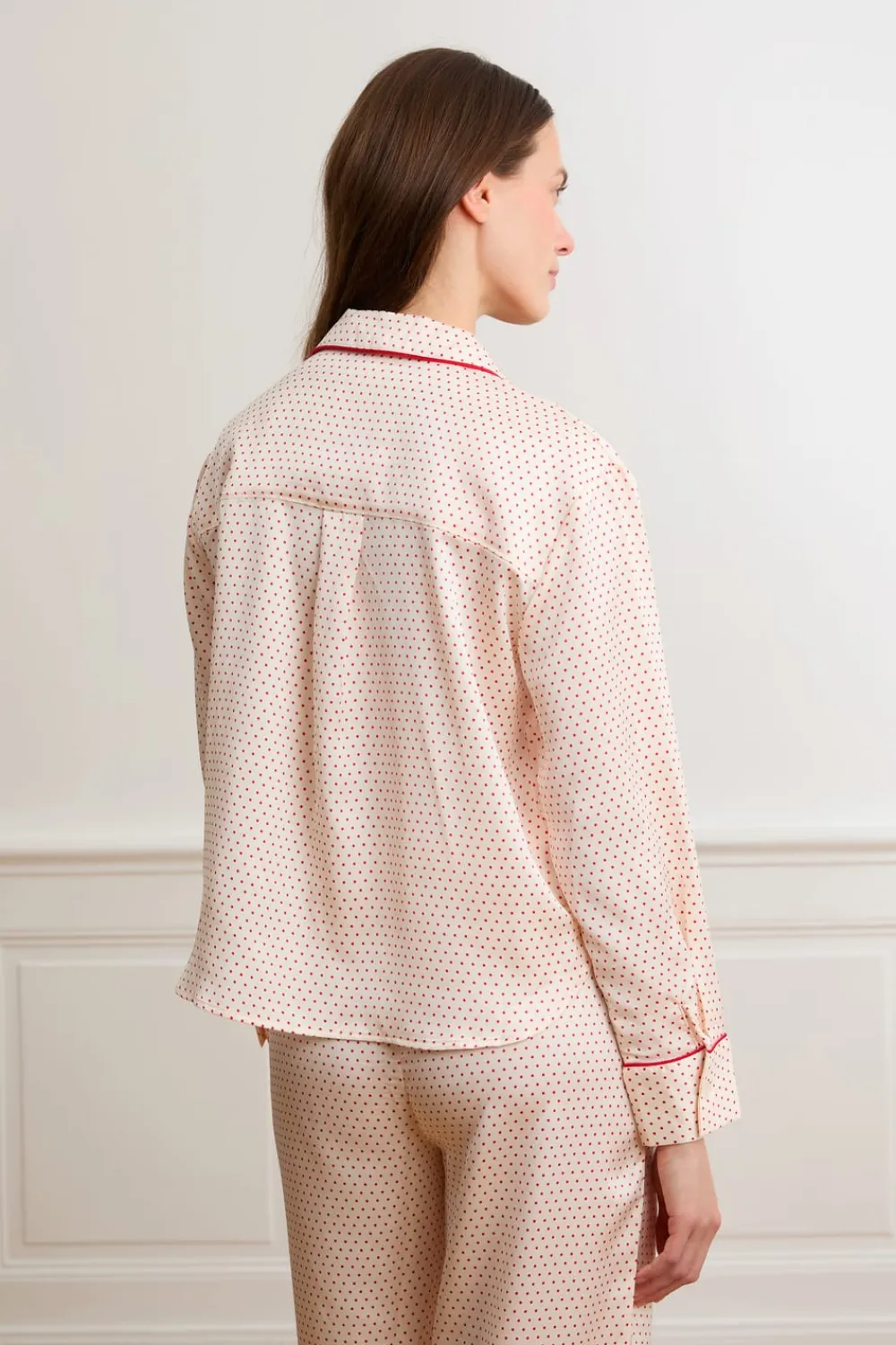 Outlet ETAM Camisa de satén con lunares IMP FD crudo
