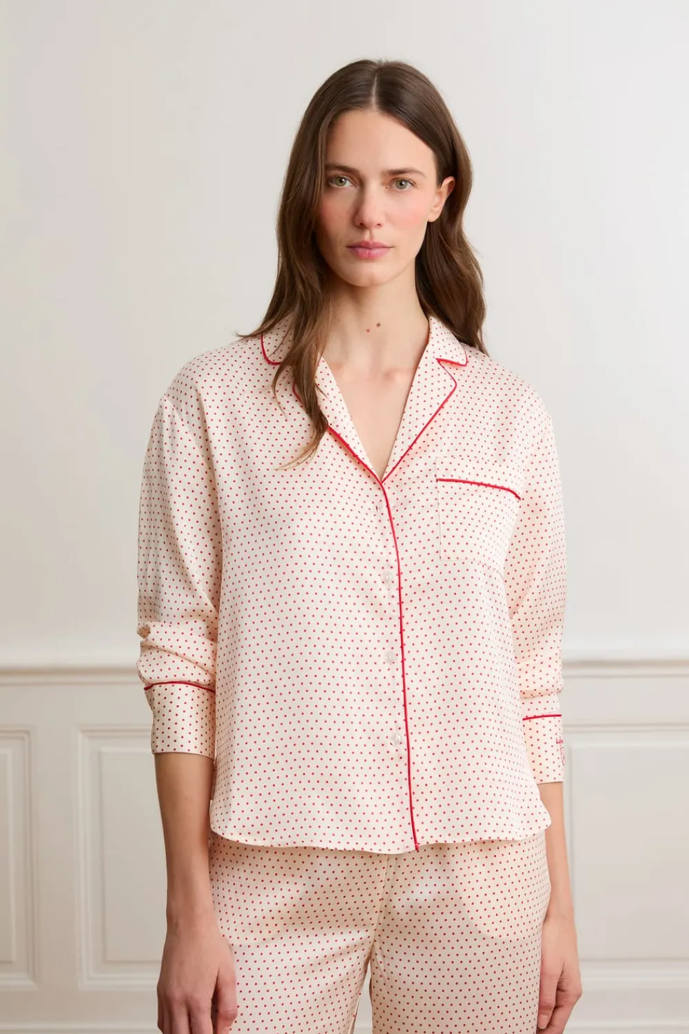 Outlet ETAM Camisa de satén con lunares IMP FD crudo