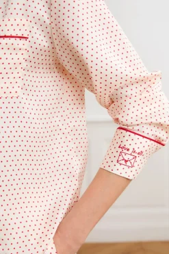 Outlet ETAM Camisa de satén con lunares IMP FD crudo