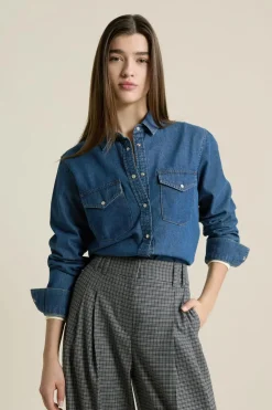 Hot ETAM Camisa efecto denim AZUL ROYAL
