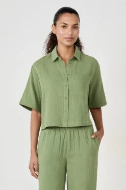 Hot ETAM Camisa manga corta 100% algodón VERDE