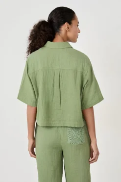 Hot ETAM Camisa manga corta 100% algodón VERDE