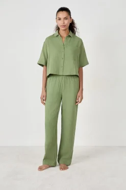 Hot ETAM Camisa manga corta 100% algodón VERDE
