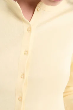 New ETAM Camiseta abotonada de manga larga de algodón AMARILLO PÁLIDO