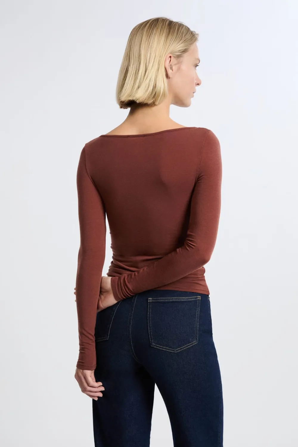 Online ETAM Camiseta con cuello barco y lana MARRÓN