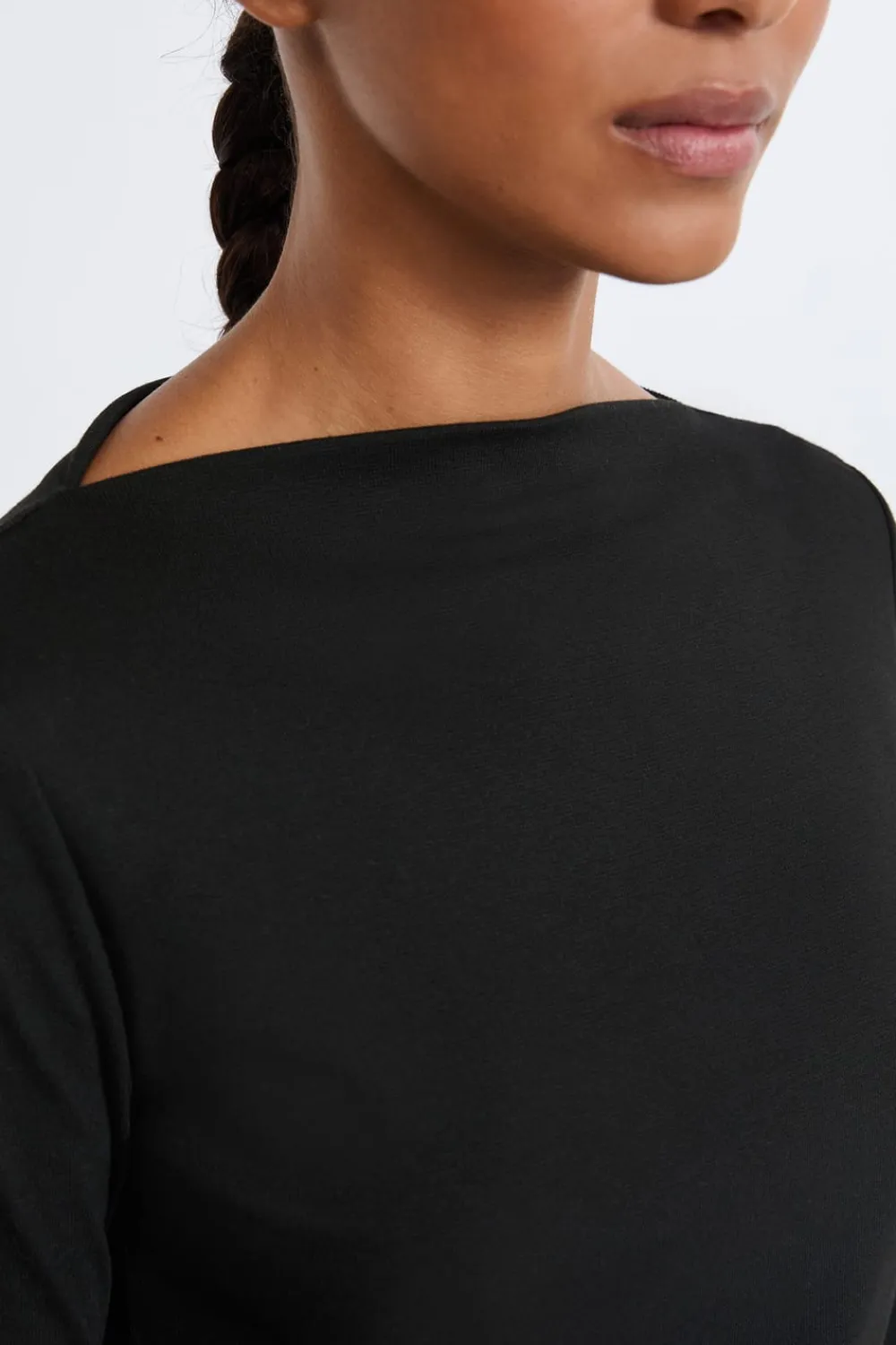 Clearance ETAM Camiseta con cuello barco y mangas largas anchas NEGRO