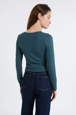ETAM Camiseta con efecto drapeado acanalado VERDE PATO