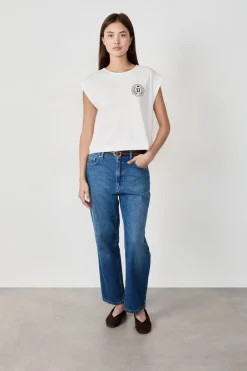 Clearance ETAM Camiseta de algodón con estampado BEIGE