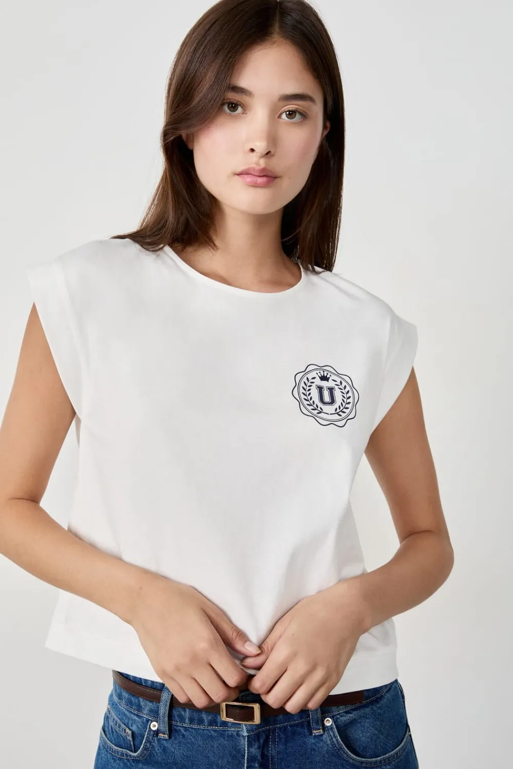 Clearance ETAM Camiseta de algodón con estampado BEIGE