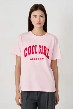 ETAM Camiseta de algodón estampada "Cool girl academy ROSA EMPOLVADOS