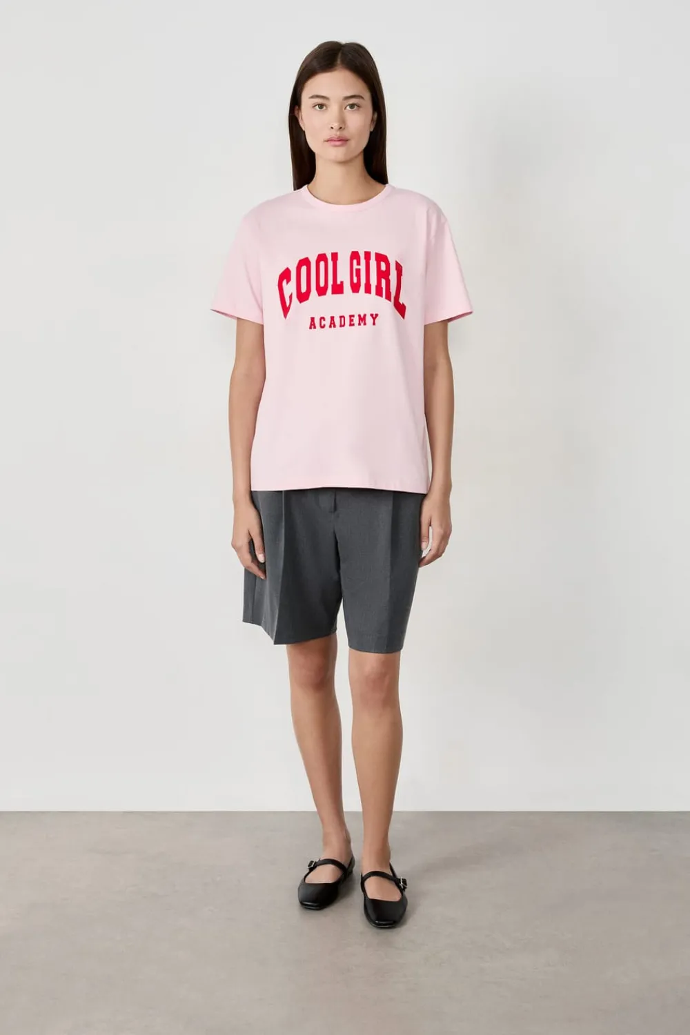 ETAM Camiseta de algodón estampada "Cool girl academy ROSA EMPOLVADOS