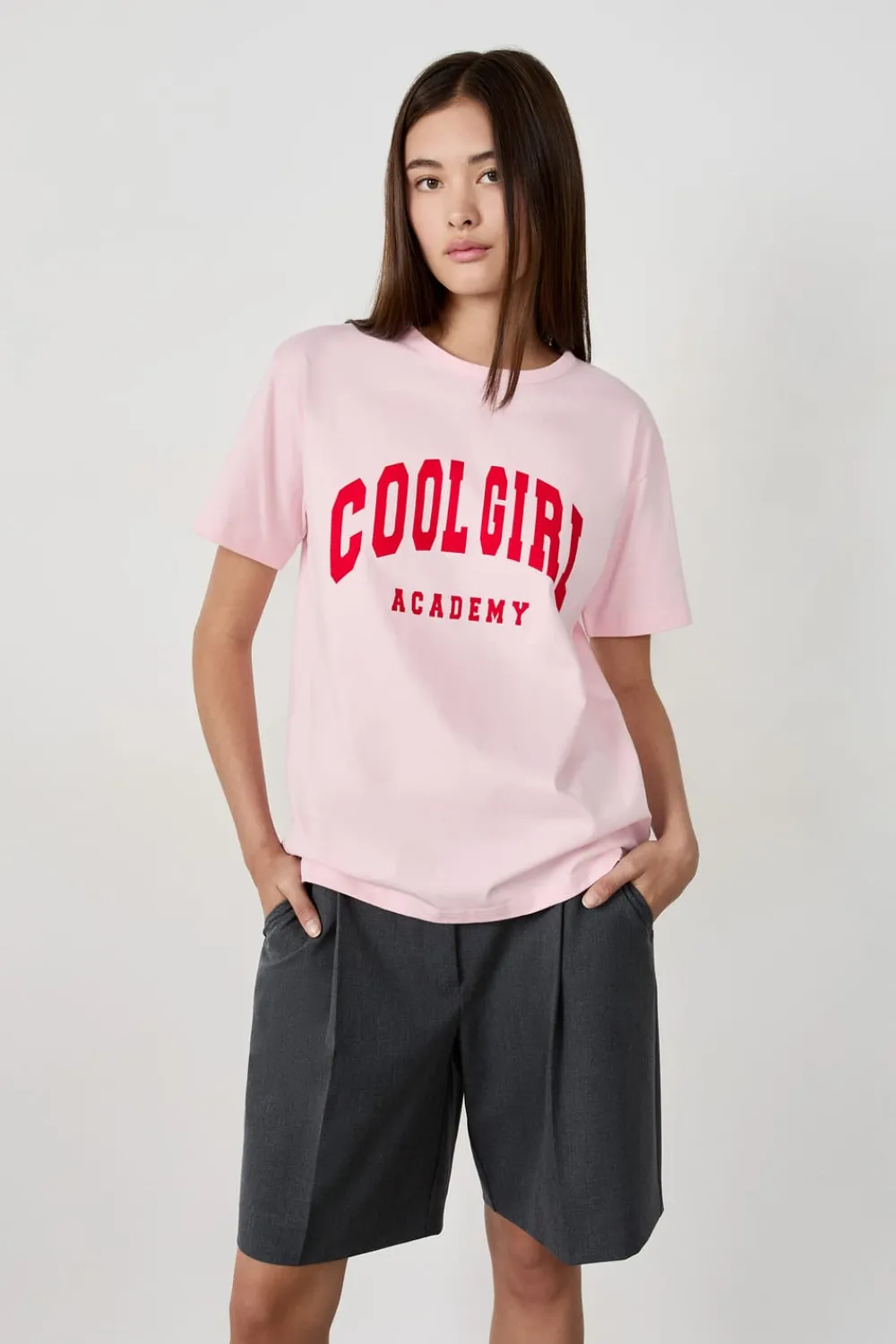 ETAM Camiseta de algodón estampada "Cool girl academy ROSA EMPOLVADOS