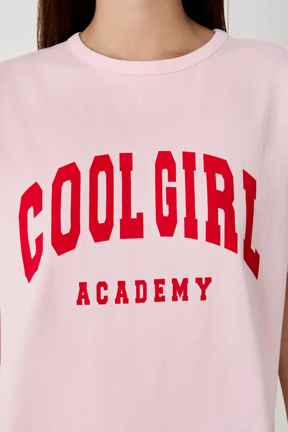 ETAM Camiseta de algodón estampada "Cool girl academy ROSA EMPOLVADOS