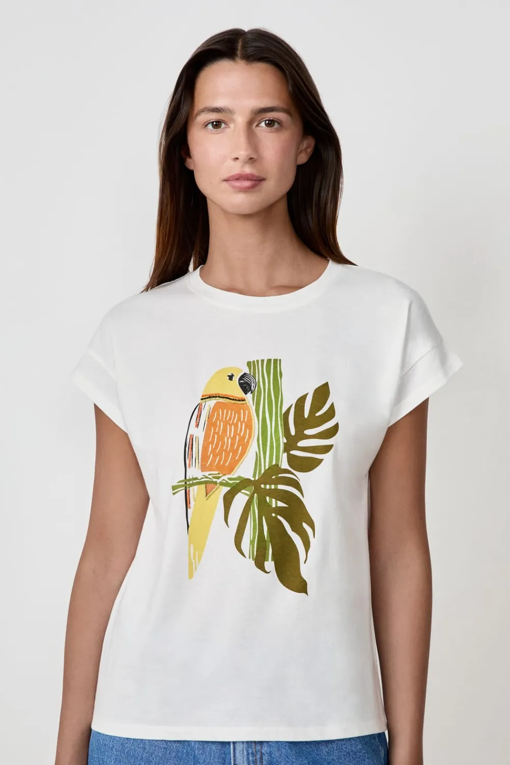 Sale ETAM Camiseta de algodón estampada BLANCO