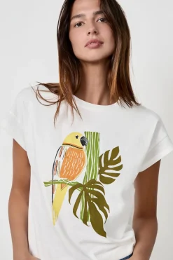 Sale ETAM Camiseta de algodón estampada BLANCO