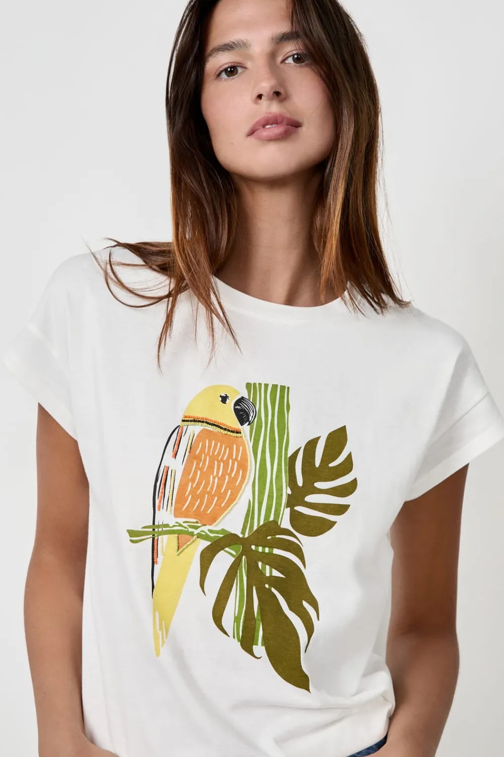 Sale ETAM Camiseta de algodón estampada BLANCO