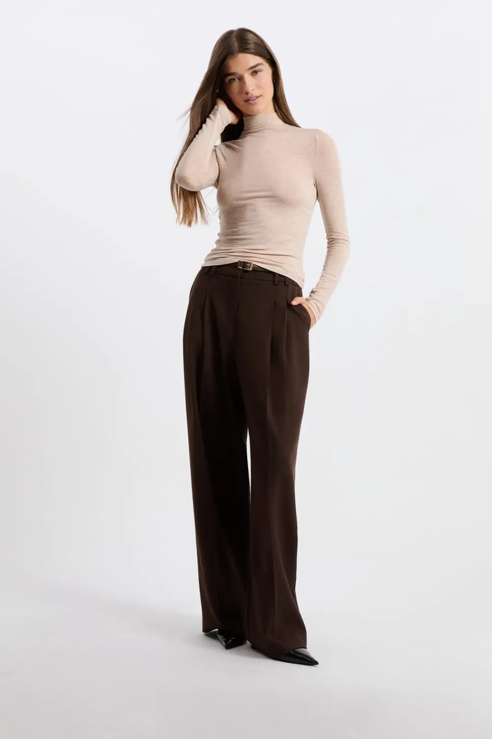 Clearance ETAM Camiseta de cuello alto con lana BEIGE