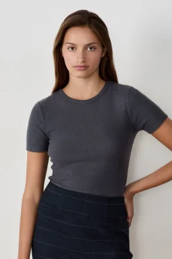 New ETAM Camiseta de cuello redondo y manga corta ANTRAZIT