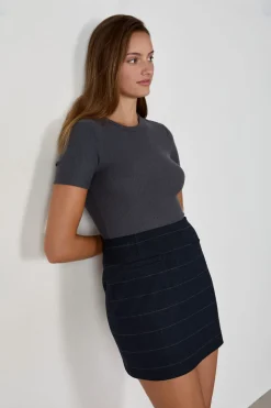 New ETAM Camiseta de cuello redondo y manga corta ANTRAZIT