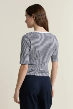 Outlet ETAM Camiseta de cuello redondo a rayas INDIGO