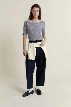 Outlet ETAM Camiseta de cuello redondo a rayas INDIGO