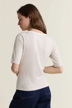 Hot ETAM Camiseta de cuello redondo a rayas CHOCOLATE